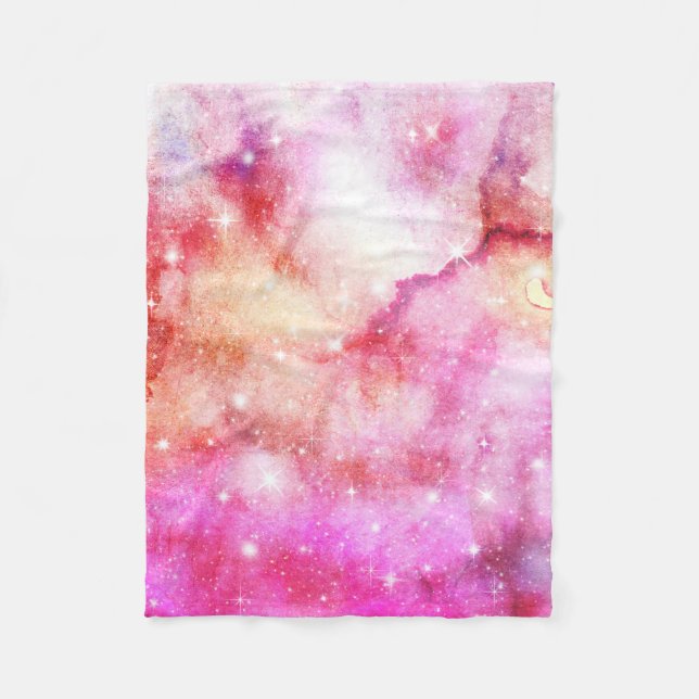 Manta Polar Patrón De Galaxia Rosa Y Rojo (Anverso)