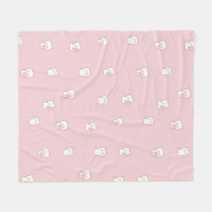 Manta Polar Patrón de gato blanco lindo – Corazones y flores K