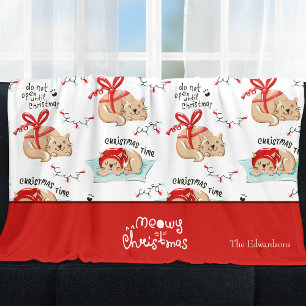 Manta Polar Patrón de gato gatito kitty Meowy Navidades