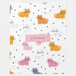 Manta Polar Patrón de gato juguetón personalizado con puntos d