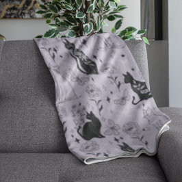 Manta Polar Patrón de gato negro místico y mariposa | Brujería