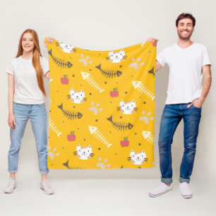 Manta Polar Patrón de gato y huesos