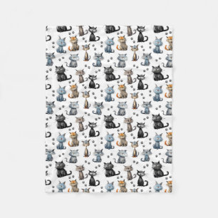 Manta Polar Patrón de gatos con caras gruesas y pinturas