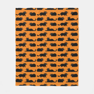Manta Polar Patrón de gatos negros Kitties Black and Naranja