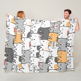 Manta Polar Patrón de gatos sin soldadura