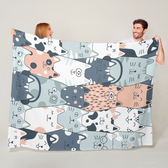 Manta Polar Patrón de gatos sin soldadura (In situ)