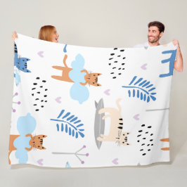 Manta Polar Patrón de gatos sin soldadura