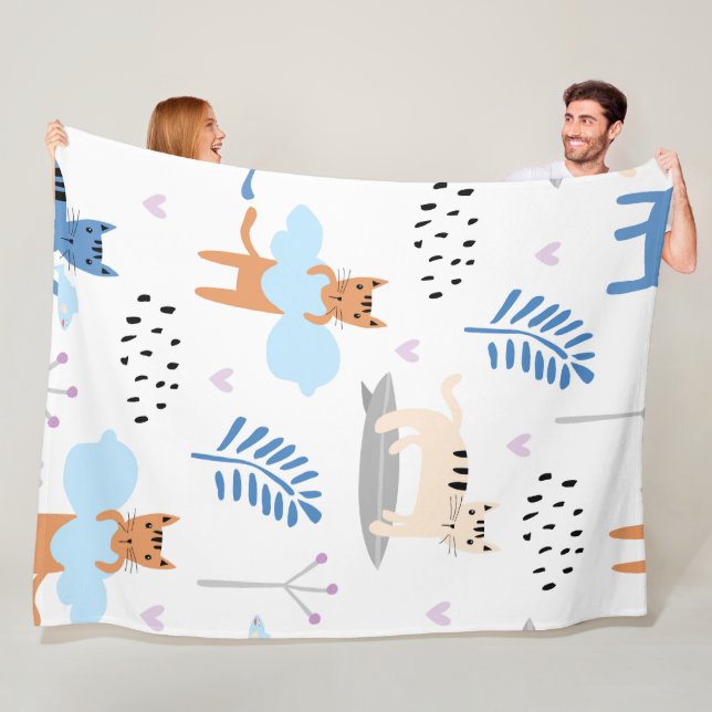 Manta Polar Patrón de gatos sin soldadura (In situ)