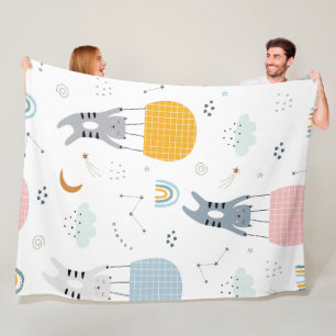 Manta Polar Patrón de gatos sin soldadura