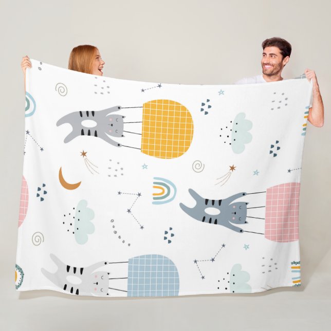 Manta Polar Patrón de gatos sin soldadura (In situ)