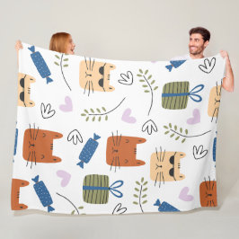 Manta Polar Patrón de gatos sin soldadura