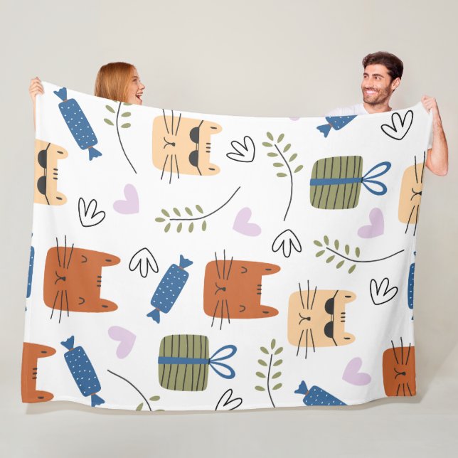 Manta Polar Patrón de gatos sin soldadura (In situ)