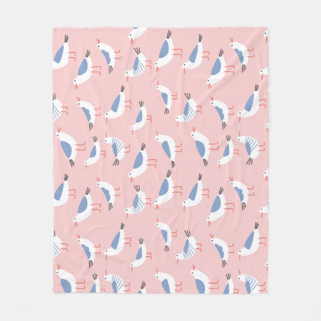 Manta Polar Patrón de gaviotas de Personalizado suave (Anverso)