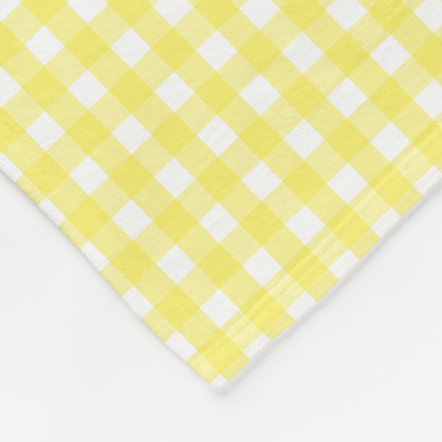 Manta Polar Patrón de Gingham amarillo Pastel (Esquina)