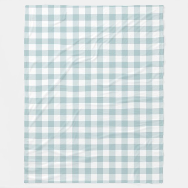 Manta Polar Patrón de Gingham azul Pastel (Anverso)