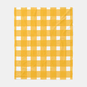 Manta Polar Patrón de Gingham blanco amarillo