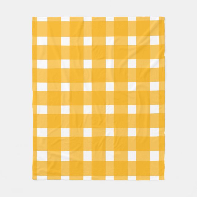 Manta Polar Patrón de Gingham blanco amarillo (Anverso)