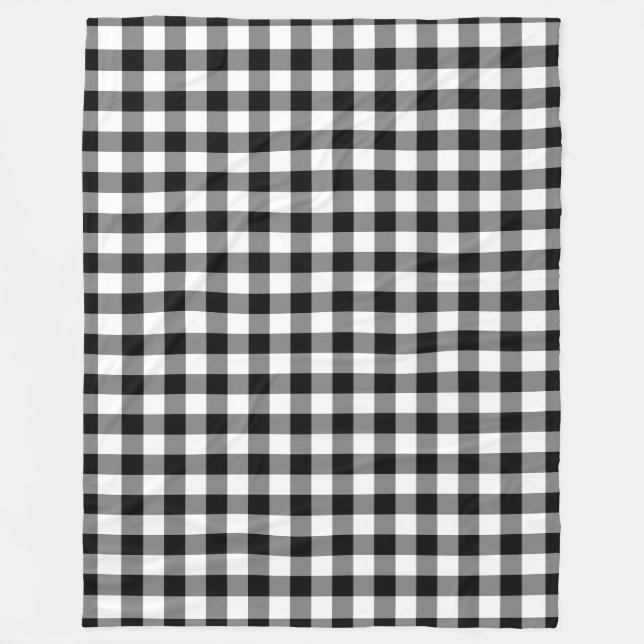 Manta Polar Patrón de Gingham blanco y negro (Anverso)