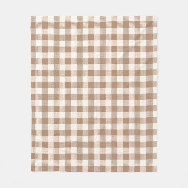Manta Polar Patrón de gingham boho a cuadros marrón beige (Anverso)