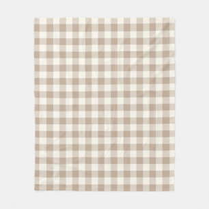 Manta Polar Patrón de Gingham Boho a Cuadros Neutro