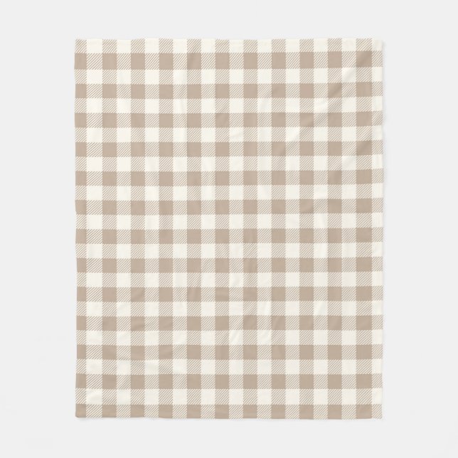Manta Polar Patrón de Gingham Boho a Cuadros Neutro (Anverso)