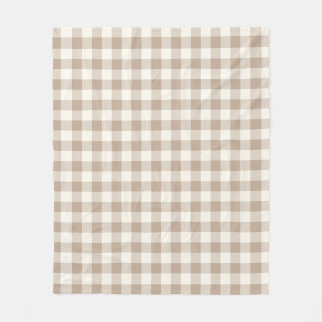 Manta Polar Patrón de Gingham Boho Cuadros Neutros (Anverso)