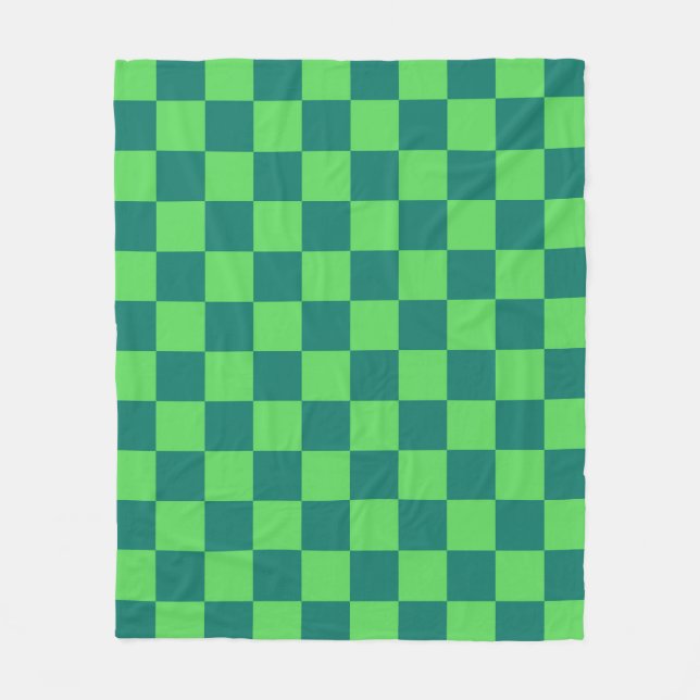 Manta Polar Patrón de Gingham de Blue Green Checkered (Anverso)