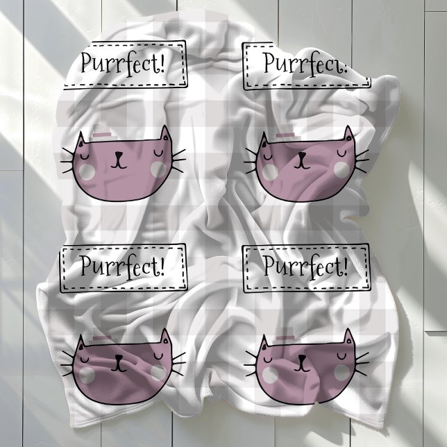 Manta Polar Patrón de Gingham de Gato Encantador (Subido por el creador)
