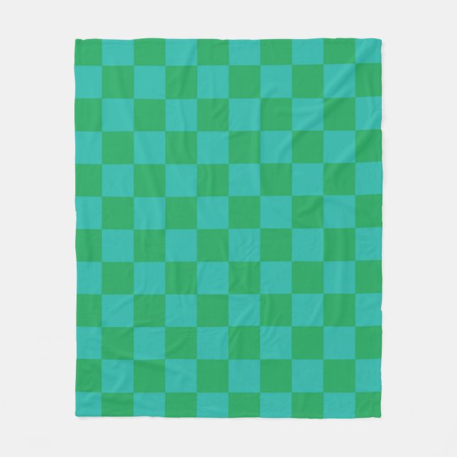 Manta Polar Patrón de Gingham de Green Blue Checkered (Anverso)