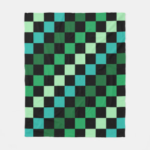 Manta Polar Patrón de Gingham de Green Blue Checkered