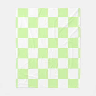 Manta Polar Patrón de Gingham de Pastel Verde