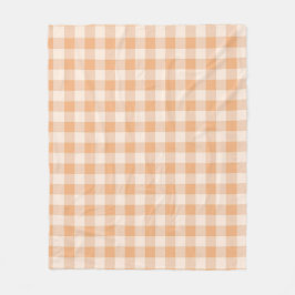 Manta Polar Patrón de Gingham de Peach White Checkered
