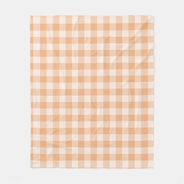 Manta Polar Patrón de Gingham de Peach White Checkered (Anverso)