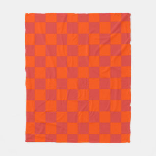 Manta Polar Patrón de Gingham de Red Checkered naranja