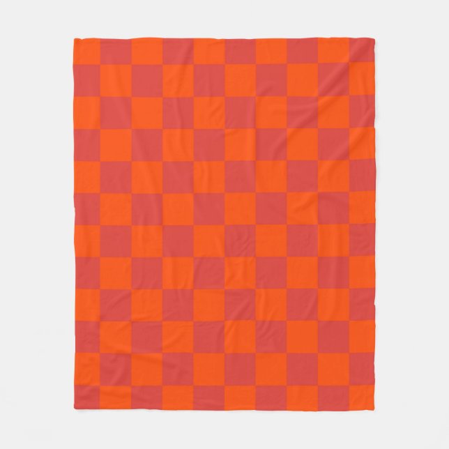 Manta Polar Patrón de Gingham de Red Checkered naranja (Anverso)