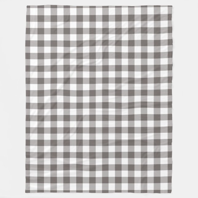 Manta Polar Patrón de Gingham gris (Anverso)