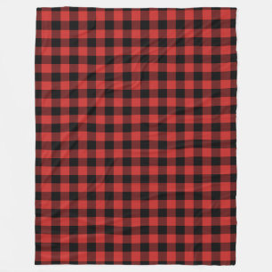 Manta Polar Patrón de Gingham negro y rojo verificado