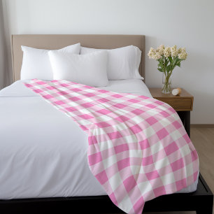Manta Polar Patrón de Gingham rosa