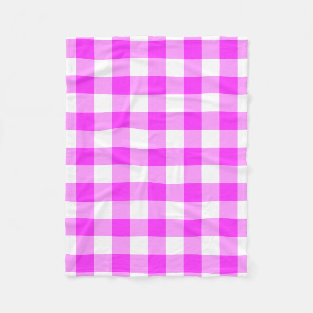 Manta Polar Patrón de Gingham rosa y Blanco (Anverso)