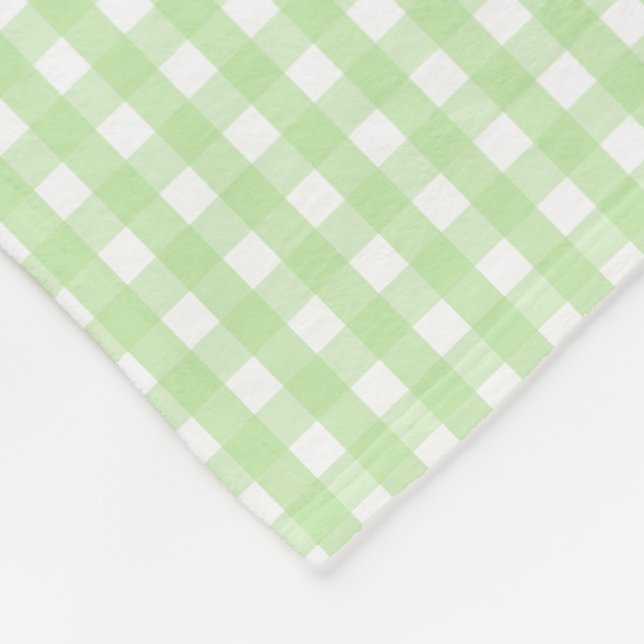 Manta Polar Patrón de Gingham verde Pastel (Esquina)