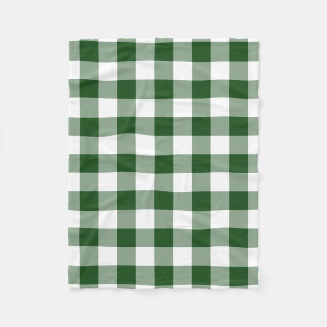 Manta Polar Patrón de Gingham verde y blanco (Anverso)