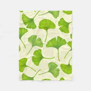 Manta Polar Patrón de Ginkgo en blanco roto
