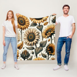 Manta Polar Patrón de girasol vibrante