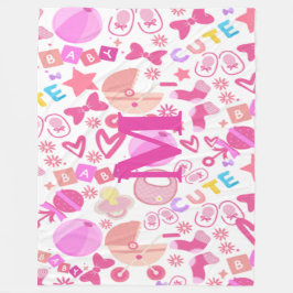 Manta Polar Patrón de guardería de bebé rosada personalizado