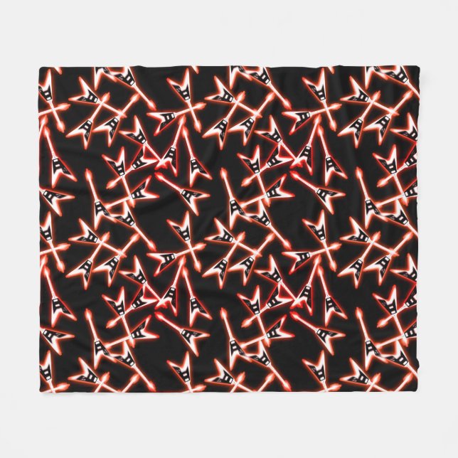 Manta Polar Patrón de guitarra eléctrica Metalizado dura roja  (Frente (Horizontal))