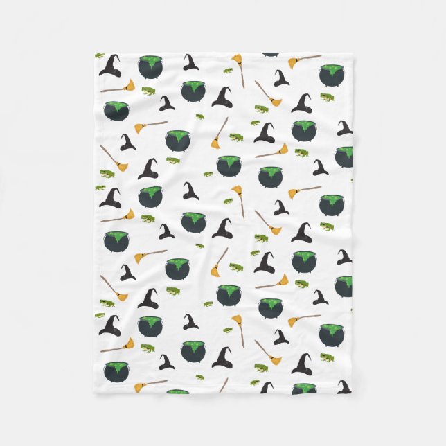 Manta Polar Patrón de Halloween de Broom Caldron (Anverso)