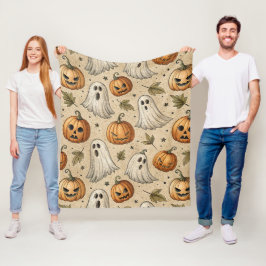 Manta Polar Patrón de Halloween de fantasías y calabazas