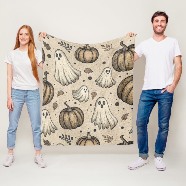 Manta Polar Patrón de Halloween de fantasías y calabazas (2) (In situ)