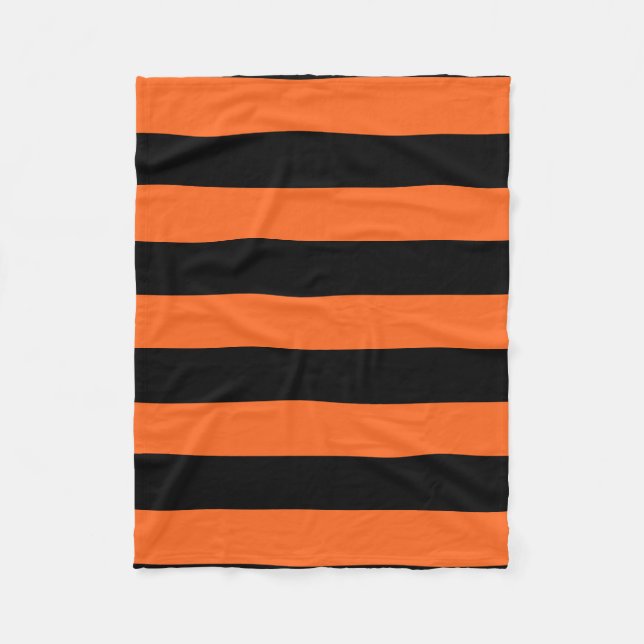Manta Polar Patrón de Halloween de franja negra y Naranja (Anverso)