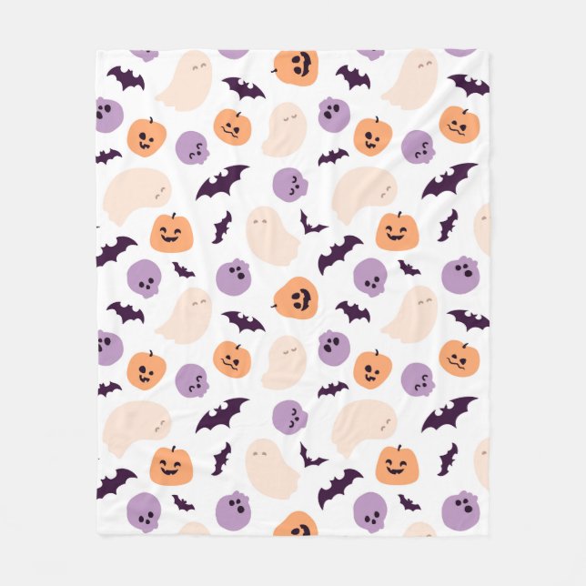 Manta Polar Patrón de Halloween para niños divertidos (Anverso)